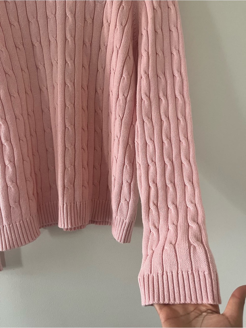 Vintage Chaps Light Pink Cable Knit Turtleneck Sweater XL Preppy Old Money - Picture 3 of 8